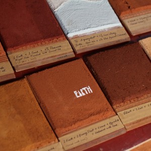 Sample tiles of Clay Plasters