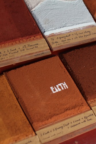 Sample tiles of Clay Plasters
